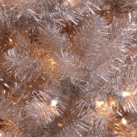 7.5ft. Pre-Lit Rose Gold Artificial Christmas Tree, Clear Incandescent Lights
